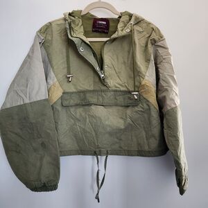 Ci Sono Two-Tone Cropped Hooded Utility Jacket